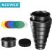 Neewer Medium Aluminum Alloy Conical Snoot Kit with Honeycomb Grid and Color Gel Filters for Bowens Mount Studio Strobe - Photography Flash Light Accessories - Buy Online on SooperMarket.com