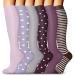 Blongw compression stockings for men 6 pairs of knee socks Support stockings compression socks for sports flight running travel cycling A6-Assorted 06 L-XL