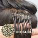 200 Pieces of Hair Extension Nano Beads With 1 Hair Extension Tool Golden Silicon Nano Rings Silicon Nano Beads for Hair Extensions Suitable for Blonde and Brown Hair - Buy Online on SooperMarket.com