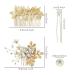 Gold Flower Leaf Hair Combs, Pearl Pins, Rhinestone Barrettes - 36 Pack Set for Wedding & Prom Hairstyles - Buy Online on SooperMarket.com