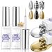 Metallic Mirror Painting Nail Polish 2x12ml Silver Gold Painted Drawing Striper Gel Build in Thin Brush Mirror Chrome Effect Nail Art Soak off UV/LED Glossy Metal Gel Liner DIY Nail Manicure Silver+Gold