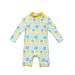 BONVERANO Baby Girls Swimsuit Toddler Bathing Suit Long-Sleeve Zipper One Piece Swimwear with UPF 50+ Sun Protection 2-3 Years Lemon