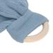 Wooden Teething Toy Ring with Colored Cotton Yarn - Blue & Black Teething Bracelet for Babies - Hand Grip Training - Buy Online on SooperMarket.com