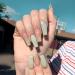 Luvadeyo 24pcs Ballerina Press on Nails Coffin Long Fake Nails Acrylic Full Cover Luxury Green False Nails for Women and Girls A-Green