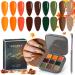 Modelones Fall Gel Nail Polish Set, 9 Colors Orange Green Yellow Solid Gel Polish Brown Red Pudding Gel Upgraded Crme Manicure Palette Soak Off LED Nail Art Kit Salon DIY, with Pro Nail Brush A4-Urban City