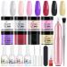 Cooserry Dip Powder Nail Kit with Drill - 8 Colors Pink White Nude Dip Powder Dip Nails Powder Starter Kit with Base Top Coat Activator Brush Saver,Nail Dip Powder Kit for French Nails Art Manicure DIY Salon for Nail Begin