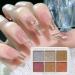 6 Colors Glitter Metallic Mirror Effect Nail Powder Long Lasting and Fine Powder Texture Suitable for DIY Nail Art with 15 Eyeshadow Sticks - Buy Online on SooperMarket.com