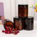 12 Pack 8 oz Amber Glass Jars with Lids - Round Empty Containers for Scrubs, Lotions, Cosmetics - Travel Storage Jar Set with White Liners, Black Lids, Labels, and Spatulas - Buy Online on SooperMarket.com