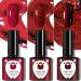 Red Gel Nail Polish Set Glitter Dark Red Burgundy Cherry Red Gel Polish Sets Soak Off LED/UV Lamp Manicure Long Lasting Nail Varnish Kit for Christmas Women Nail Art Salon DIY Home