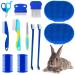 12 Pieces Rabbit Grooming Kit Nail Clipper and Trimmer Pet Hair Remover Long and Short Comb Tear Stain Remover Comb Small Animal Massage Brush Double-Sided Comb Toothbrush for Rabbit Hamster Blue