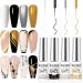 MIZHSE Nail Art Gel Liner Polish Set UV Gel Nail Polish 4 Colours Nail Art Kit French Manicure Gel Polish For DIY Nail Studio Black White Nail Polish Glitters Nail Art Gel 7ml*4
