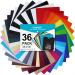 CAREGY Heat Transfer Vinyl for T-Shirts 12in.x10in. 36 Sheets-Iron On Vinyl HTV Bundle 36Colors