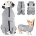 Slowton dogbody after op soft breathable leakage protection anti-wound licking suit with zipper e-neck band Alternative one-piece for dogbody after castration male bitch m gray