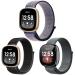 3-Pack Elastic Nylon Bands Compatible with Fitbit Versa 3/Fitbit Sense, Soft Adjustable Breathable Sport Replacement Wristbands Straps for Women Men Nylon: Midnight Blue/Black/Gray