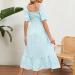 2023 Women's Casual Ruffle Sundress | Smocked Flowy Maxi Dress | Square Neck Plaid | Pink X-Large - Buy Online on SooperMarket.com