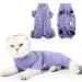 HEYWEAN Cat Recovery Suit Cat Vest Bodysuit After Surgery Stripes Long Sleeve Cat Onesies for Cats Kitten Medical Care Cone Collar Alternatives Pet Surgical Shirt Cat Clothing Pajama Suit M Purple Stripes