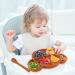 Suction Silicone Baby Plate with Lid & Spoon Set | BPA Free & Dishwasher Safe | Toddler Self Feeding Dinnerware | Kid Divided Weaning Plate - Caramel - Buy Online on SooperMarket.com
