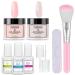 Lofuanna Dip Powder Nail Starter Kit-2 Colors Nail Dipping Powder with Base Top Coat Activator No UV/LED Needed 9Pcs Dip Powder Set DIY French Nail Art Manicure Set for Beginners (Pink Set)