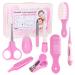 FantasyDay 9pcs Healthcare and Nursery Healthcare and Grooming Kit Including Baby Brush Comb Scissors Nail Clippers Nail File Tweezer Baby Gift for New Mom (Pink)