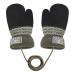NICEYEA Toddle Knitted Gloves Winter Warm Full Finger Mittens Thicken fluffy Lining Magic Gloves with String Xmas Birthday Gift for Boys Girls 1-3 Years Old Black