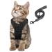 Simpeak Escape Proof Cat Harness and Lead Set Adjustable Soft Cat Walking Jackets with Retractable Cat Leash For Pet Puppy Kitten Indoor Outdoor Walking Black S