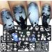healthGUO Nail Art Stamping Plate Stamper Sponge Pen Halloween Pumpkin Bats Image Nail Polish Template Stamp Stencil Tools Kit 2 - Buy Online on SooperMarket.com