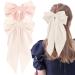 Ruzister 2 Pieces Large Hair Bows for Women Hair Bands Oversized Long Tail Cute Aesthetic Hair Accessories Large Hair Clips for Women Beige/Light Pink