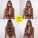 Allbell Long Wave Brown Highlight Wig with Bangs | Synthetic Hair Dark Roots Brown Mixed Blonde - Women's Wigs - Buy Online on SooperMarket.com