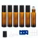 6 Pack Essential Oil Roller Bottles 10ml Roller Balls for Essential Oils Amber Glass Roller Bottles Roll on Bottles with Stainless Steel Roller Balls Labels 1*Openers 1*Funnels 1*Dropper 6 PCS Brown