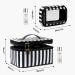 Large Makeup Bag BAGSMART Travel Cosmetic Case with Clear Toiletry Pouch | Double Layer Organizer with Adjustable Dividers | Portable Artist Storage Bag | Black & White Stripes - Buy Online on SooperMarket.com