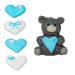 Baking Decorations 3D Baby Set in Blue Pack of 5 Heart Motifs & a Bear Sugar Figure as Sugar Decoration for Baking Cupcakes & Muffins Ideal for Baby Showers & Gender Reveal Parties
