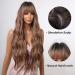 Allbell Long Wave Brown Highlight Wig with Bangs | Synthetic Hair Dark Roots Brown Mixed Blonde - Women's Wigs - Buy Online on SooperMarket.com