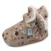 Dotty Fish Cotton Baby Booties with Suede Sole. Warm Fleece Lining. Non-Slip Pram Shoes. Stay On Slippers. From 0-18 months. Boys Girls Unisex. Winter First Shoes. 12-18 Months Brown With Woodland Animals