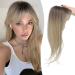 MORICHY Clip in Fringe 360 Bangs Hair Clip Fake Bangs with Long Layered Fringe Clip in Hair for Women Mix Blonde Bangs Clip in Hair Extensions Curved Bangs for Daily Use(Mix Blonde with Dark Root) 18Inch RT6/22/613A#