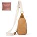 Higton Original Crossbody Diaper Bag With Plain Ivory Strap - Small Compact & Organized Diaper Bag Light Brown