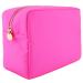 DANCOUR Large Makeup Bag - Travel Toiletry Bag For Women - Pink Makeup Bag - Large Makeup Pouch - Nylon Cosmetic Pouch Bag - Makeup Organizer - Big Makeup Bag Preppy Make Up Bags For Women and Girls Hot Pink Large