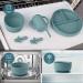 Baby Feeding Set: Silicone Bib, Suction Divided Bowl, Spoon, Fork - Toddler Utensils for Baby Led Weaning - 6 Months (Blue Green) - Buy Online on SooperMarket.com