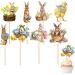 Teksome Easter Cupcake Toppers - Bunny Cake Topper Easter Cake Decorations 8pcs Bunny Easter Egg Cake Food Picks for Happy Easter Spring Theme Party Decorations - Buy Online on SooperMarket.com
