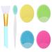 OBSCYON 6 Pieces Soft Silicone Face Scrubber Facial Cleansing Brush Pore Cleansing Pad, Lip Exfoliator Brush, Silicone Face Mask Brush for Skin Care 4p Facial Brush+1p Mask Brush+1p Lip Brush