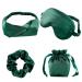 Faux Silk Eye Shade with Hair Scrunchy and Drawstring Pouch - Breathable Sleep Face Cover Set in Solid Color