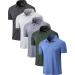 TELALEO 4/5 Pack Mens Polo Shirts Quick Dry Short Sleeve Golf T Shirt Performance Moisture Wicking Casual Workout Black/Light Grey/Green/Light Blue/Blue(5 Pack) Large