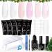 Beetles Poly Nail Extension Gel with Uv Light Starter Kit- 6 Jelly Colors 15 ML Clear Pink Neutral Jelly Gel Nails Quick Building Hybrid Gel Base Top Coat Jelly PolyGel Nail Kit