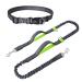 Snocyo jogging leash dogs jogging dog leash for medium -sized and large dogs elastic and reflective dog leash retractable running line with double handle & waist belt for a dog gray and light green