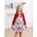 Puseky Toddler Girl Floral Print Sleeveless Dress and Ribbed Cardigan Coat Set - Wine Red (4-5 Years) - Buy Online on SooperMarket.com