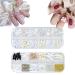 3D Nail Charms 2 Boxes Multi-Shape Aurora Bow Butterfly Flower Nail Art Charms Nail Pearls Rhinestone Caviar Beads Crystal Nail Gems for Nail Art Decoration DIY Crafts (A)