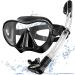 Bairuifu Snorkel Mask, 100% Food-Grade Silicone Full Dry Top Snorkel Set Anti-Fog Tempered Glass Scuba Mask, Professional Snorkeling Gear for Adults black