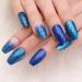 Luvadeyo 24 PCs Blue Gradient Coffin Press on Nails | Glitter Artificial False Nails for Women & Girls | Double-Sided Adhesive Tabs Included - Buy Online on SooperMarket.com