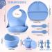 Home-Ed Baby Weaning Set: 9-Piece Baby Food Set with Suction Bowl, Plates, Spoon, and Bibs - Blue - Buy Online on SooperMarket.com