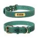 Tagme personalized dog collar made of leather with engraved name and telephone number/dog collar made of real leather for small medium and large dogs (33-39cm green) S (1 Pack) green