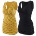 ZUMIY Maternity Nursing Top Pregnant Breastfeeding Shirt Women's Cotton V Neck Ruched Waist Double Layered Tank L Black+yellow Printing/2-pk